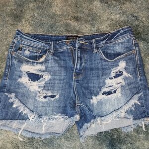 Judy Blue Women's Ripped Jean Shorts - Classic Blue